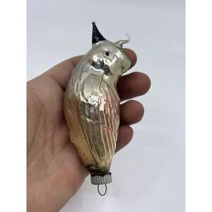 Vintage Mecury Glass Unique Bird Christmas Ornament‎ Silver